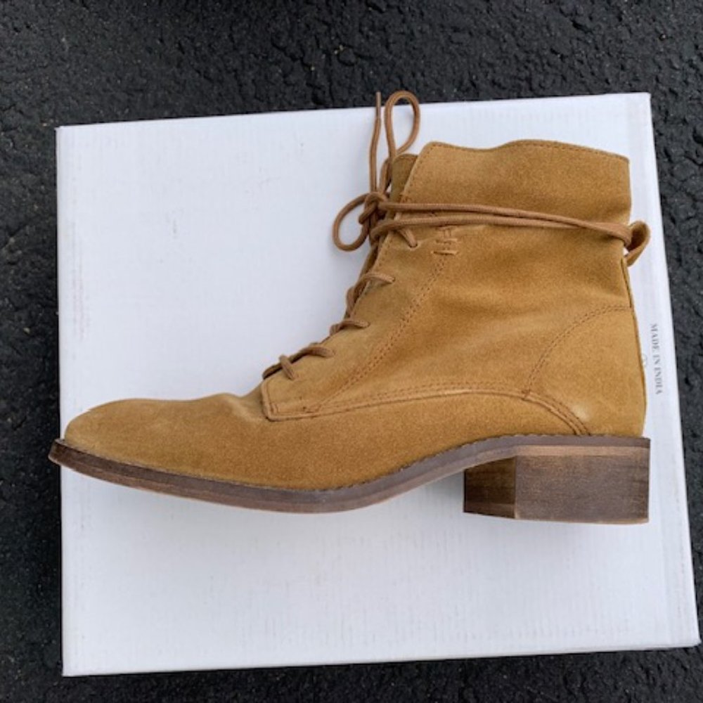 Steve Madden Rosaly Round Toe Suede Ankle Boot Tan C361 - Picture 6 of 16